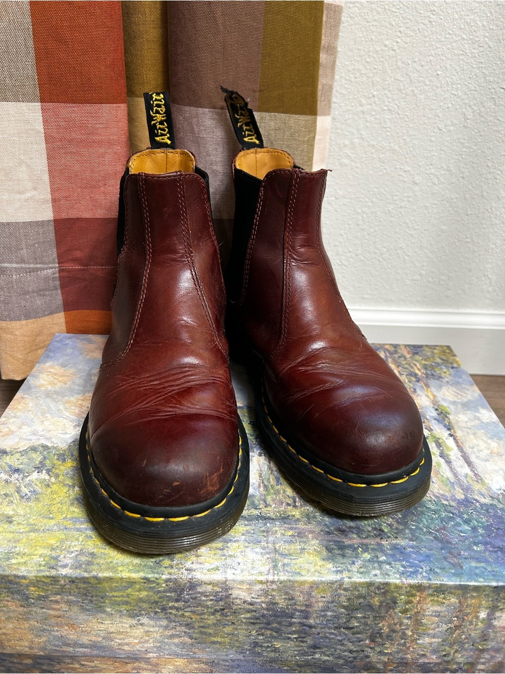 Dr. Martens Women’s Yellow Stitch Smooth Leather Chelsea Boots